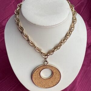 VTG 1960s 1970s Mod Cork Choker Necklace 14.5 Inches